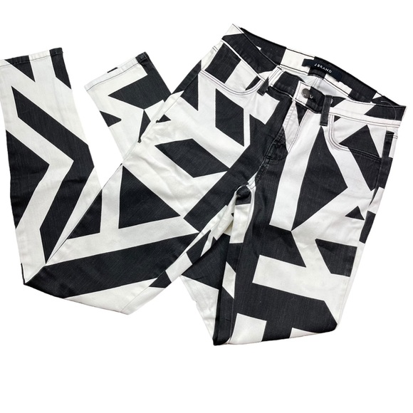 J Brand Super Skinny Black and White Cap Cant Print Womens Size 25 - Picture 3 of 15
